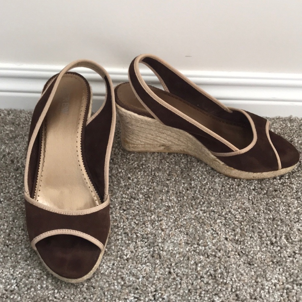 Worn once! J. Crew brown suede wedges